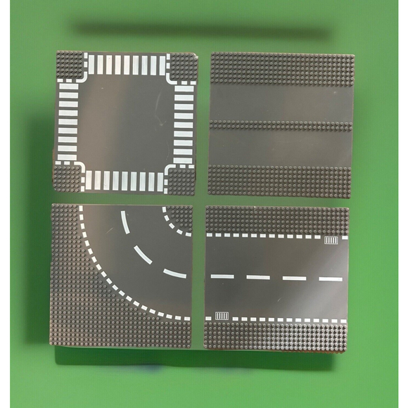 Authentic LEGO City Road Plates Set, Base Plates Lot of (4 ) Dark Gray - Picture 1 of 2